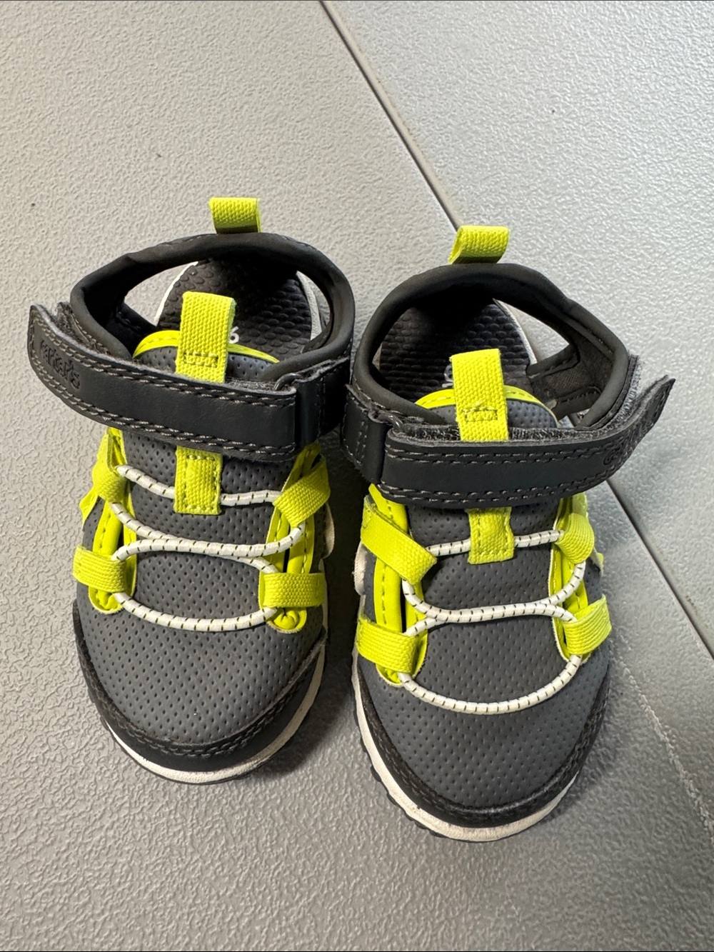 Carter's Gray and Neon Yellow Kids Active Sandals
